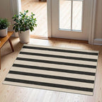 Black and White Striped Outdoor Rug by Othilic