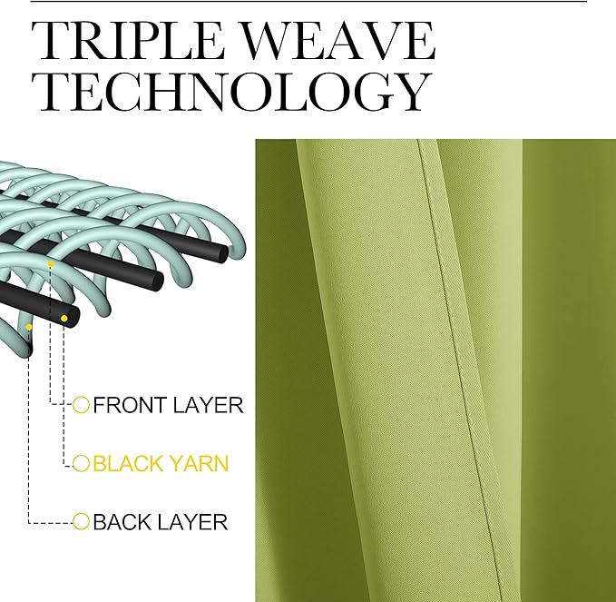 NICETOWN Blackout Curtains for Bedroom, Fresh Green, 1 Pair, 62 by 63-inch - Image 3