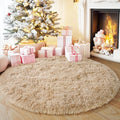 4'x4' Beige Round Rug for Bedroom, Ultra Soft Fluffy Circle Rug for Kids Girls by Quntue