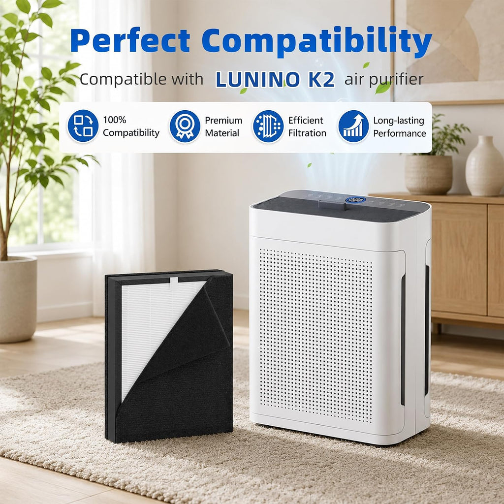 K2 Replacement Filter For LUNINO K2 & TER Air MK-AP01 Air Purifier,4PACK