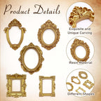 15 PCS Mini Vintage Frames, Tiny Resin Antique Frames, Small Gold picture photo frame for DIY Wall Hanging Jewelry Display Photography Party Hotel Home Decoration (mini frameA)