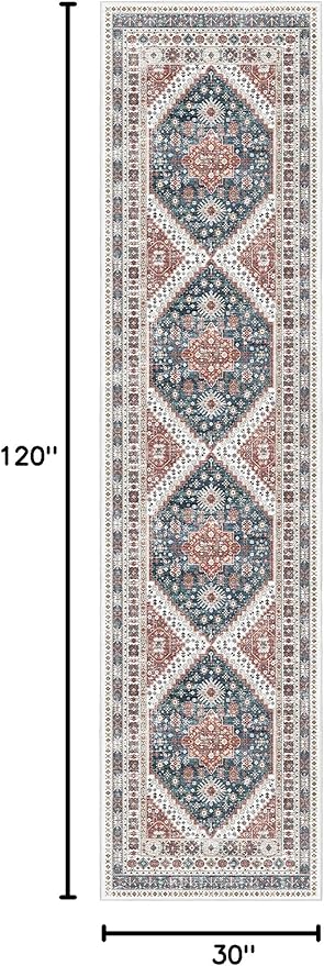 Madane Hallway Runner Rug 2'6''x10' Kitchen Runner, Non Slip Vintage Runners - Image 2
