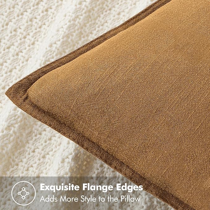 MIULEE Decorative Linen Euro Sham Pillow Covers 24x24 Hazel ​Boho Farmhouse​ - Image 2