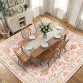 RELEANY Area Rugs Square 10ft Washable Non-Slip, Floral Vintage Distress Print by RELEANY