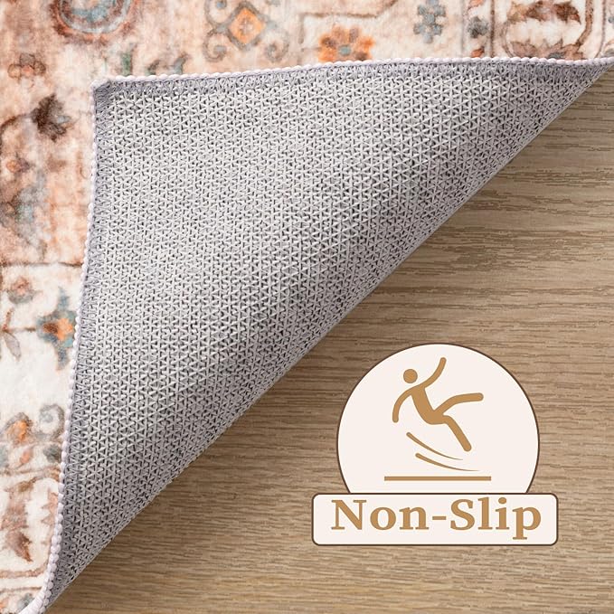 SERISSA Area Rug 3x5 Boho Peach Cream Rugs - Image 3