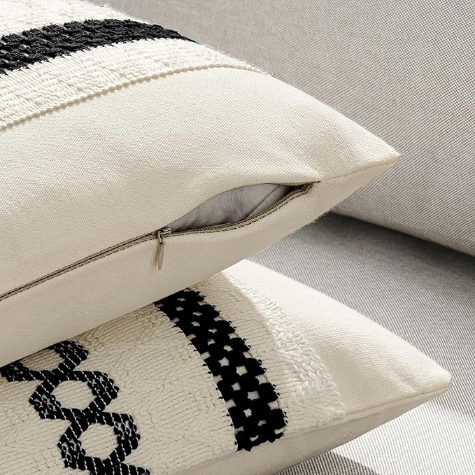 MIULEE Set of 2 Black Boho Decorative Pillow Covers 18x18 Inch Farmhouse Rustic - Image 5