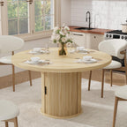 GarveeHome 47" Round Dining Table for 4-6, Farmhouse Kitchen Table, Natural