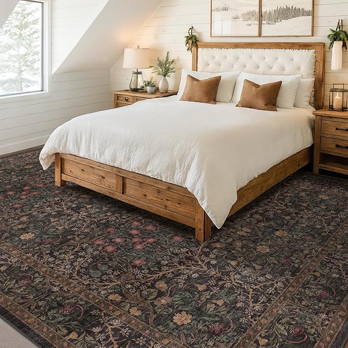 Vintage Washable Dark Brown Rugs - Image 3