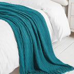 BOURINA Teal Throw Blanket 50 x90 Inches Throw Textured Solid Soft Sofa Throw - Image 3