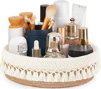 Mkono Makeup Perfume Organizer, Boho Decor Macrame Storage Basket, Ivory