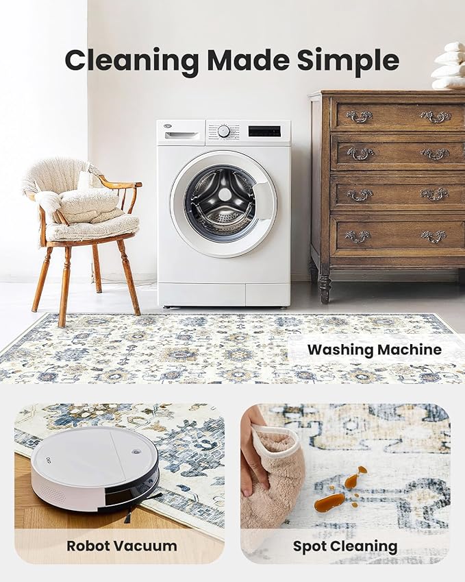 AMADA HOMEFURNISHING 8x10 Washable Area Rug, Low-Profile Large Area Rug - Image 4