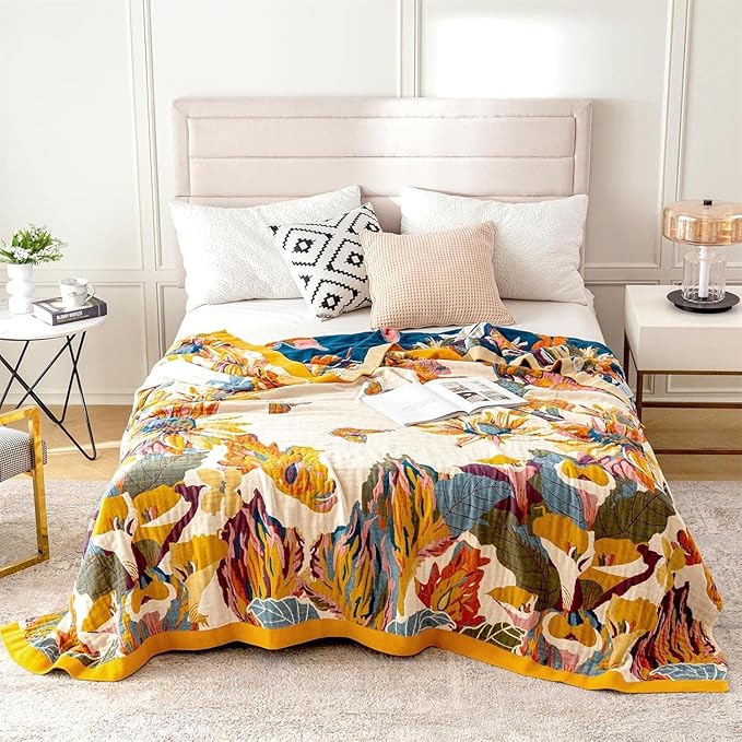 MSGKV Boho Throw Blanket King Size 108" x90'' Cotton Blanket - Image 2