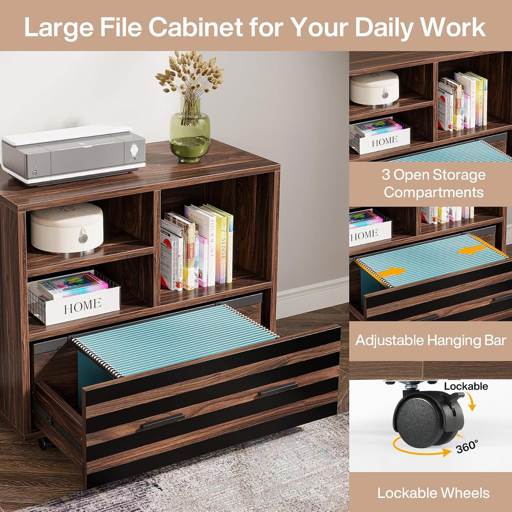 Tribesigns 62.2" L-Shaped Executive Desk with Mobile File Cabinet