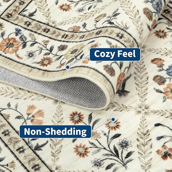 Washable Kitchen Runner 2x6 Non-Slip Floral Carpet Runner - Image 5