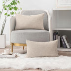 MIULEE Pack of 2 Couch Throw Pillow Covers 12x20 Inch Soft Light Brown Chenille - Image 5