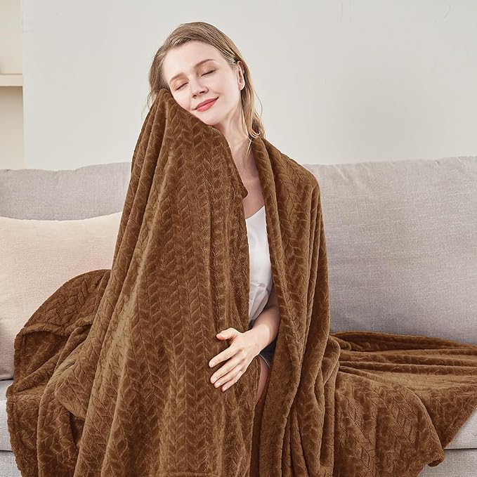 inhand Chocolate Brown Fleece Throw Blanket - Image 2