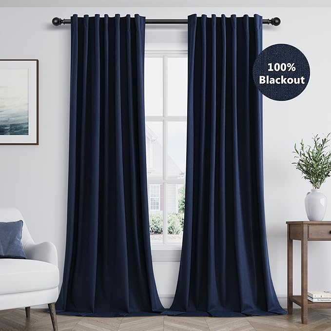 Guken Navy Blue 100% Blackout Curtains 84 Inch Length 2 Panels Set - Image 9
