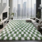 Large Area Rugs for Living Room Bedroom, 9x12 Green and White Fluffy Soft by Boshengya