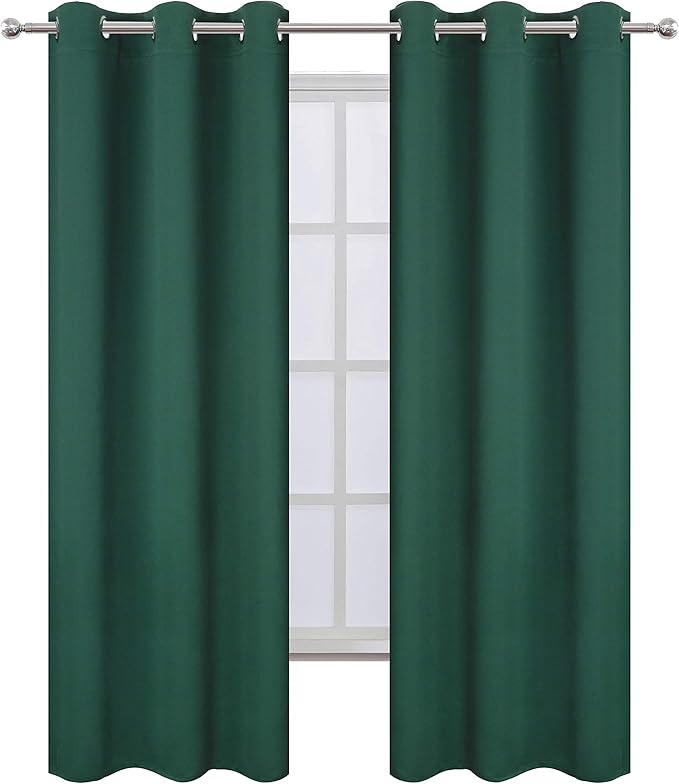 LEMOMO Green Blackout Curtains 34 x 84 Inch Length/Set of 2 Curtain - Image 2