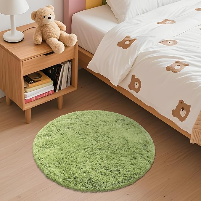 OLANLY Grass Green Round Rugs for Bedroom - Image 3