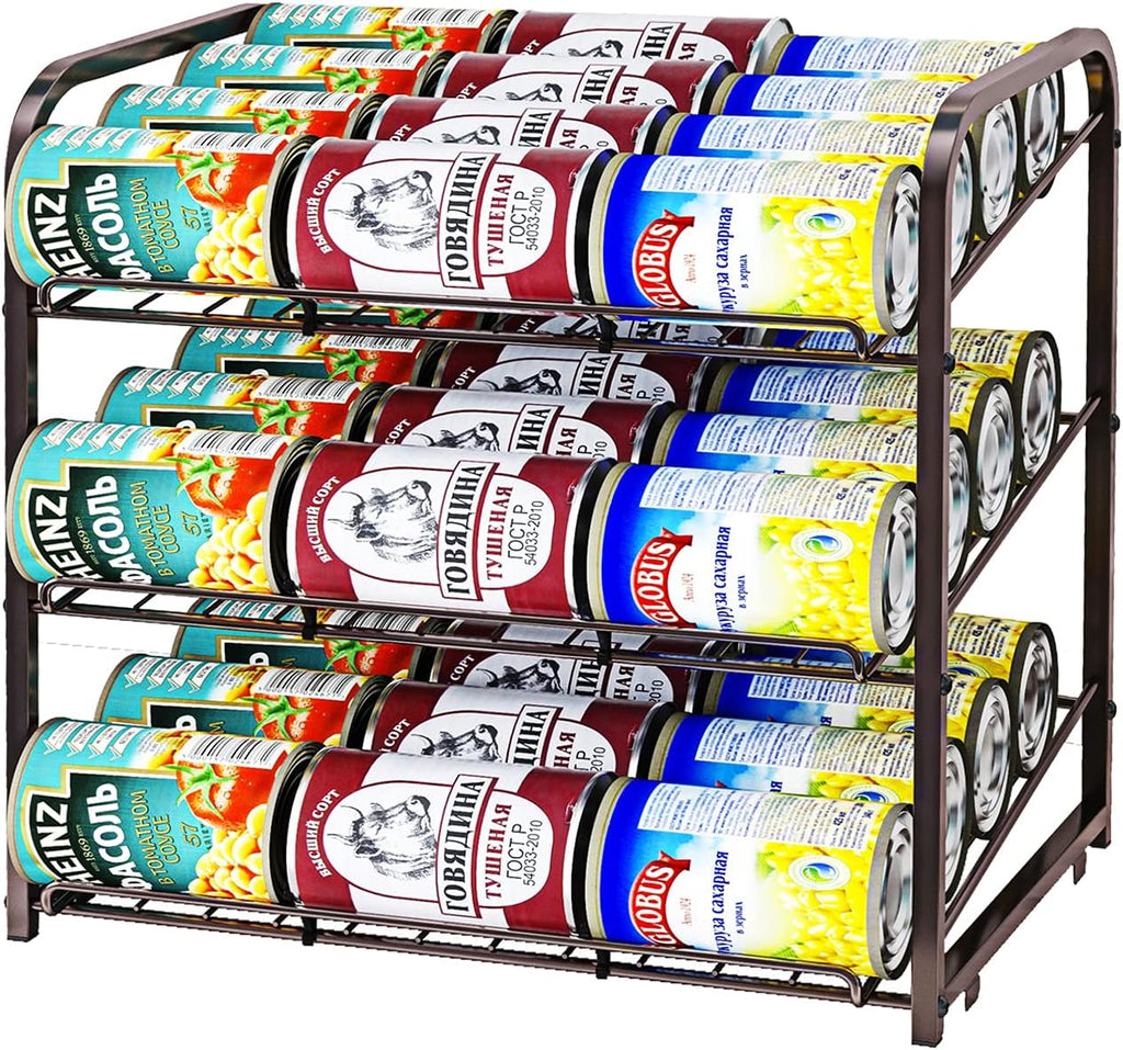 Can Rack Organizer,3 Tier Stackable Can Storage Dispenser,Bronze