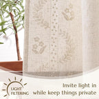 jinchan Belrose Lined Linen Blend Curtains Boho Floral Curtains - Image 5