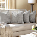 MIULEE Pack of 4 Couch Throw Pillow Covers 18x18 Inch Light Gray Soft - Image 5