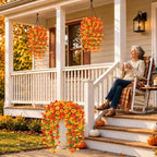 6Pcs Artificial Fall Hanging Flowers for Outdoors, Fake Autumn Plants
