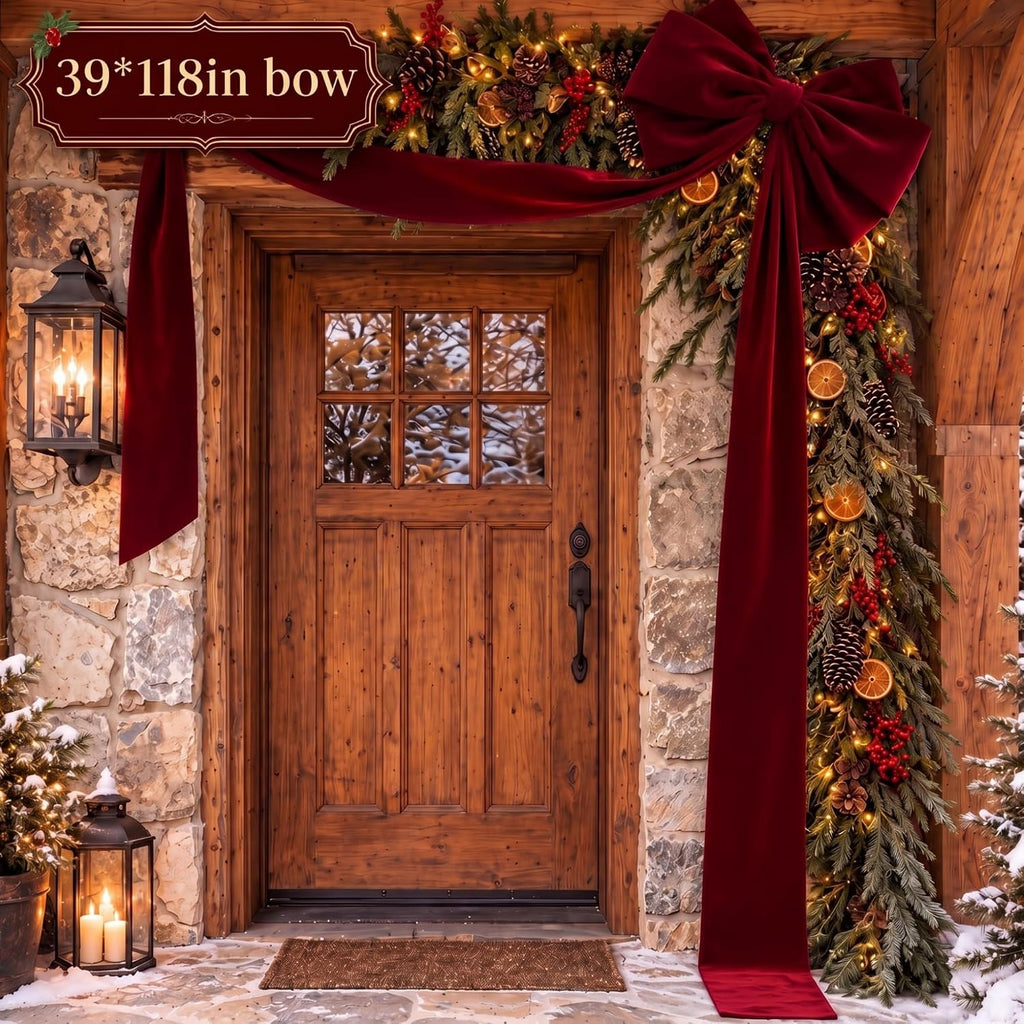 Knitgrip 1 Pack Extra Large Christmas Bow 27 x 78 Inch Burgundy Velvet
