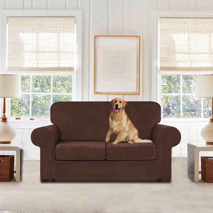 WEERRW Velvet Couch Covers for 2 Cushion Couch Sofa - Image 2