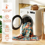 MSGKV Boho Throw Blanket for Bed Twin Size 100% Cotton Floral Bird Blanket - Image 8