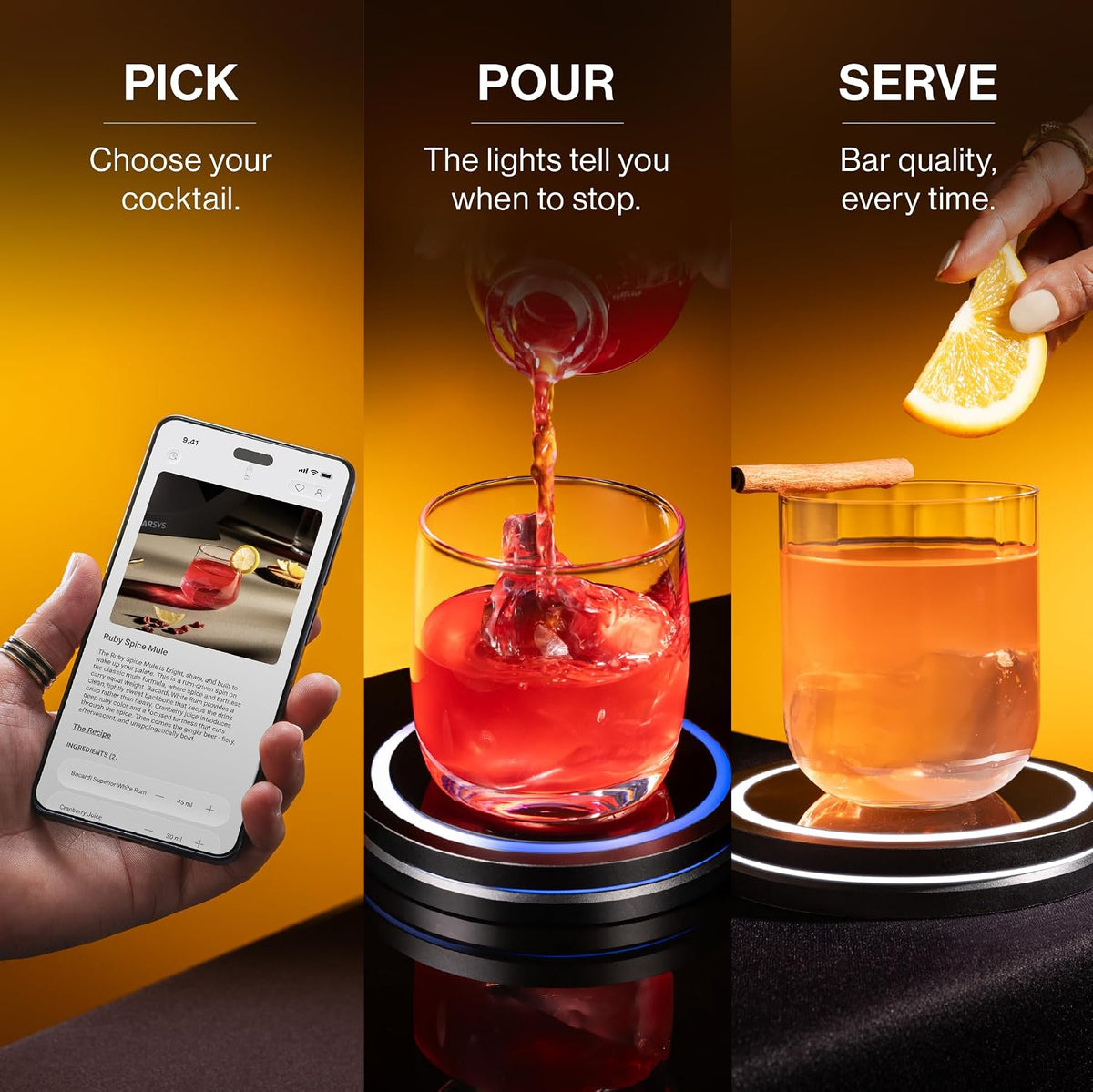 Barsys Smart Coaster 2.0 (Black) – Portable Cocktail Maker & Drink Mixer