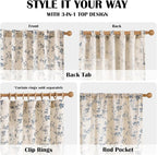 Lazzzy Farmhouse Linen Curtains Extra Long Blue Floral Curtains 108 Inch Long - Image 5
