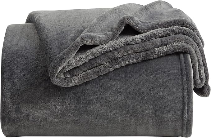 KMUSET Fleece Blanket Twin Size Dark Grey Lightweight Throw Blanket Super Soft - Image 2