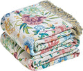 MSGKV Boho Throw Blanket 50"x60" Couch Floral 100% Cotton Blanket Spring by MSGKVHomeTextiles