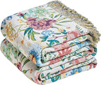 MSGKV Boho Throw Blanket 50"x60" Couch Floral 100% Cotton Blanket Spring by MSGKVHomeTextiles