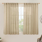 LAMIT Brown Linen Curtains 45 Inches Long 2 Panels, Light Filtering Panels Back by LAMIT