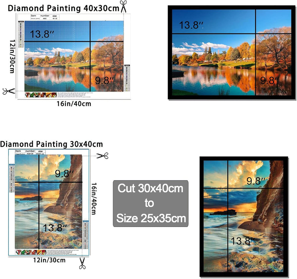 Diamond Painting Frames, 9.8x13.8in Picture Frame for 30x40cm/12x16in Diamond Painting after Cropping, Solid Wood Frame with Plexiglass Black