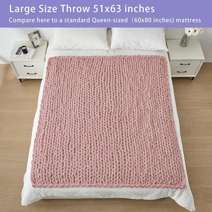 Bigacogo Chunky Knit Throw Blanket - Image 5