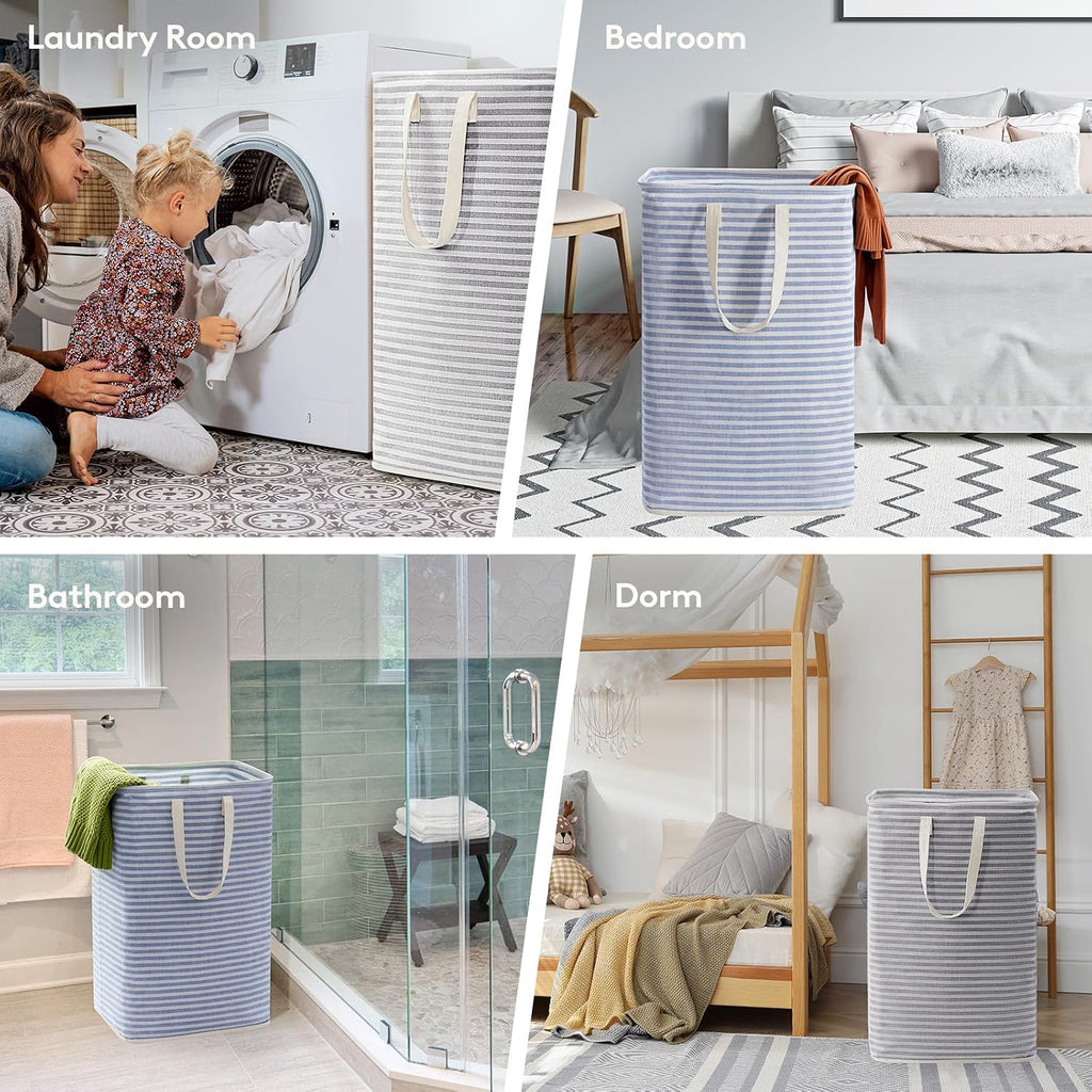 Lifewit 80L Large Laundry Baskets, Laundry Hampers Bags, 2 Pack, Grey&Blue