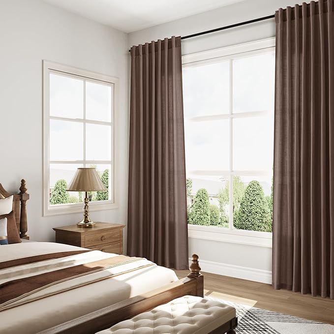 Cappuccino Linen Curtains 90 Inch Long 2 Panels Set - Image 7
