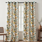 Topfinel Floral Curtains 90 Inches Long 2 Panels Unique Natural Beige Luxury by Topfinel
