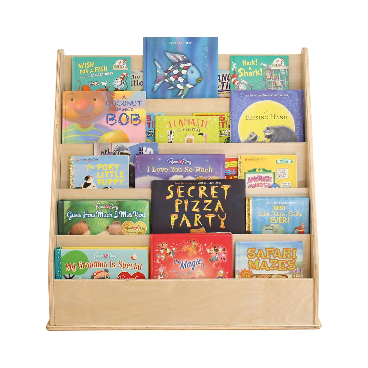 Factory Direct Partners Birch Book Display Stand, 5-Shelf Storage for Kid's Books and Magazines, Children's Furniture for Bedroom, Playroom, Daycare, Preschool or Classroom - Natural, 13132-NT