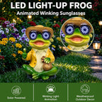 Solar Frog Statue with Blinking LED Eyes, Solar Powered Garden Decor