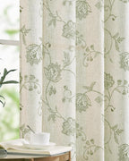 jinchan Linen Curtains Floral Curtain 84 Inch Length by JINCHAN