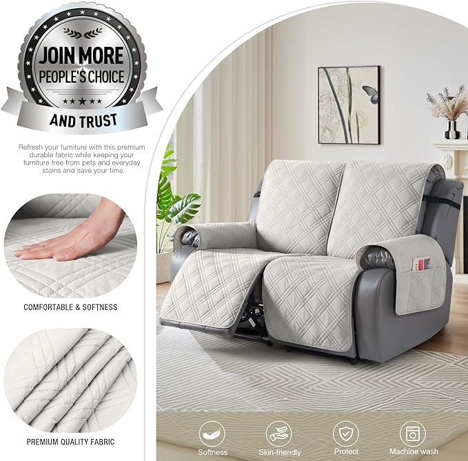 TAOCOCO 100% Waterproof Oversized Loveseat Recliner Cover, Non Slip Split Couch - Image 4