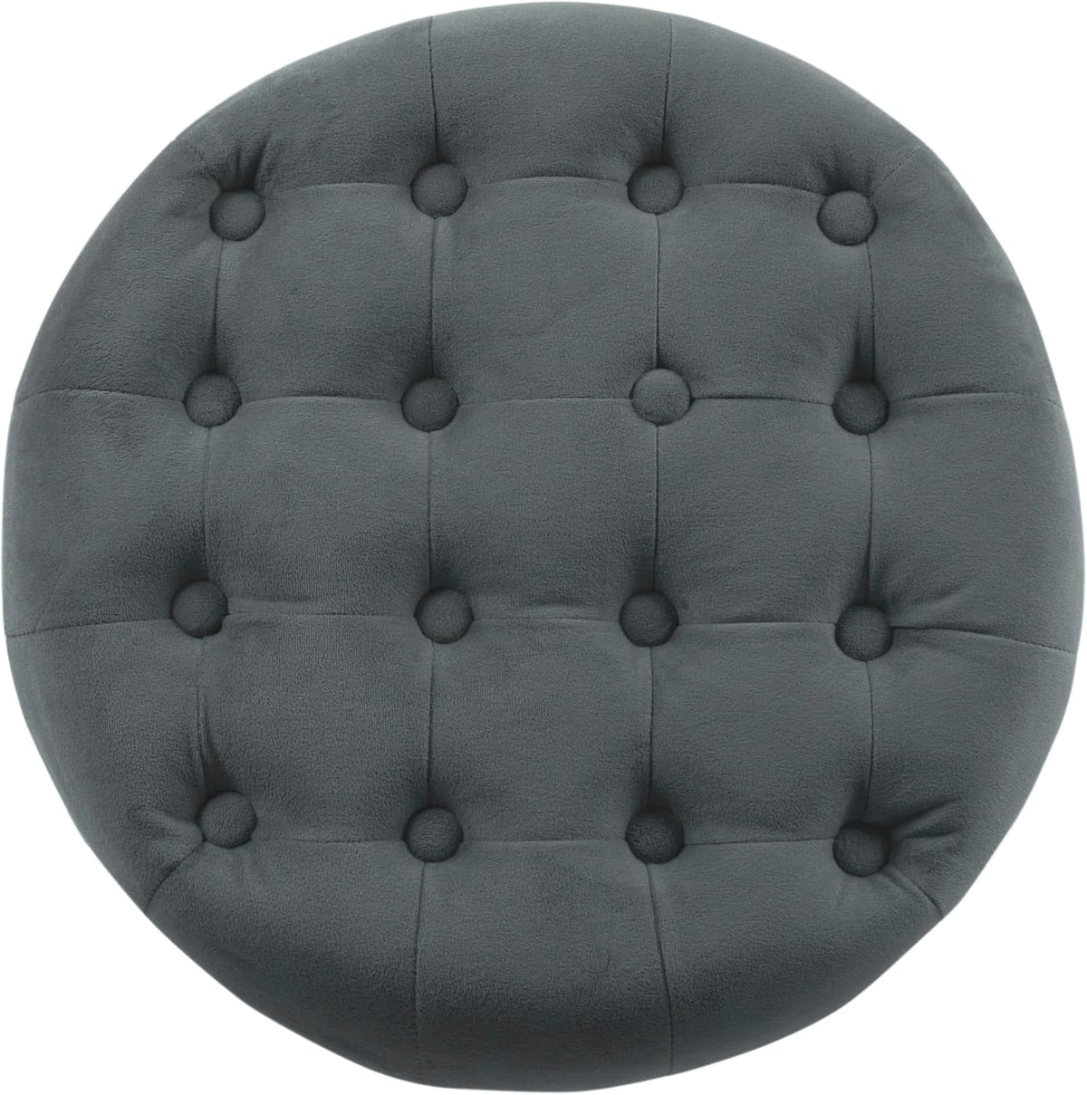 Homepop Home Decor | Upholstered Round Velvet Tufted Foot Rest Ottoman | Ottoman with Storage for Living Room & Bedroom | Decorative Home Furniture, Dark Gray Small
