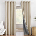 NICETOWN Farmhouse Style 100% Blackout Cream Linen Curtains 90 inches Length by NICETOWN