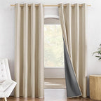 NICETOWN Farmhouse Style 100% Blackout Cream Linen Curtains 90 inches Length by NICETOWN