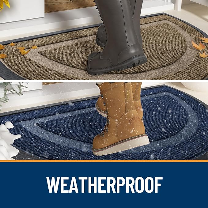 OLANLY Half Circle Door Mat Indoor Outdoor Entrance Welcome, Waterproof - Image 3